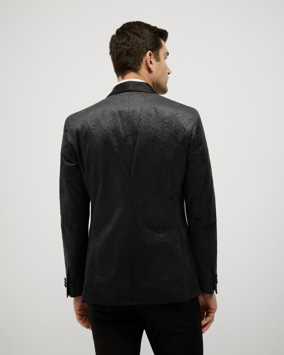 Embossed Paisley Black Tie Tuxedo, Black, hi-res